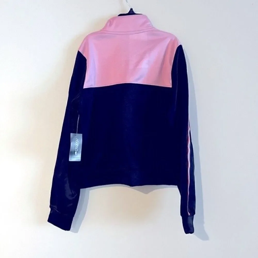 New Ideology Big Girls Rainbow Striped Track Jacket Pink/Black sweater size 14